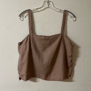 Petal & Pup Linen Crop Top Tan Brown Linen Size 6